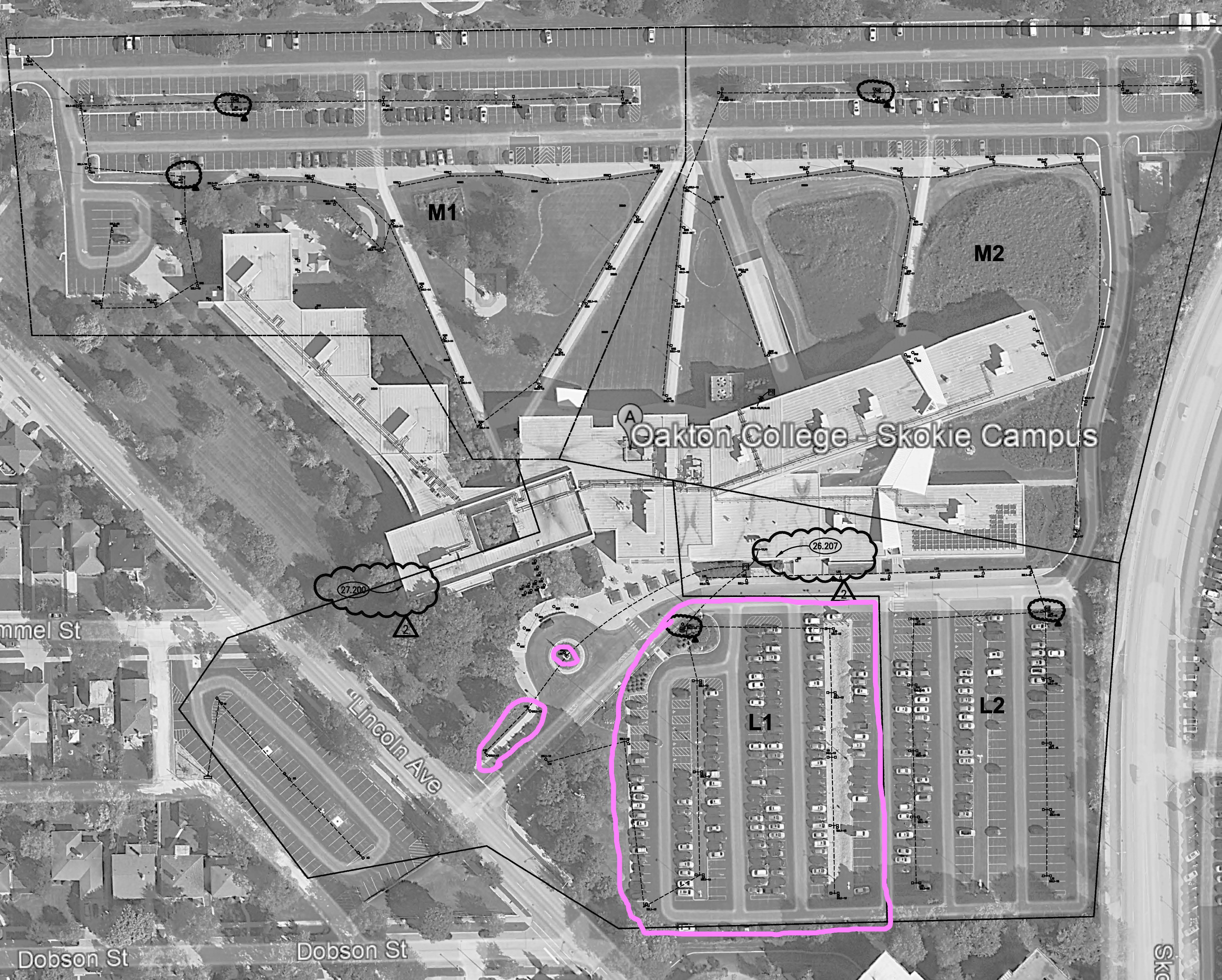 Aerial view of Skokie campus