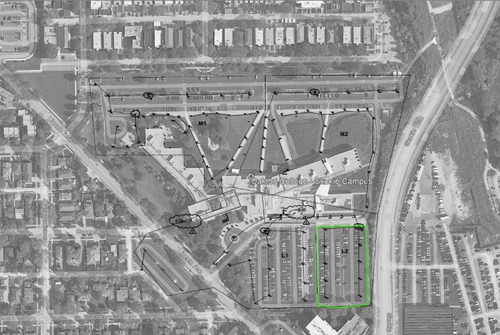 Aerial view of Skokie campus